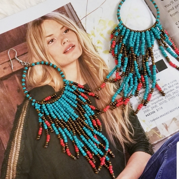 Bohemian Beads Tassel Earrings - Picture 2 of 11
